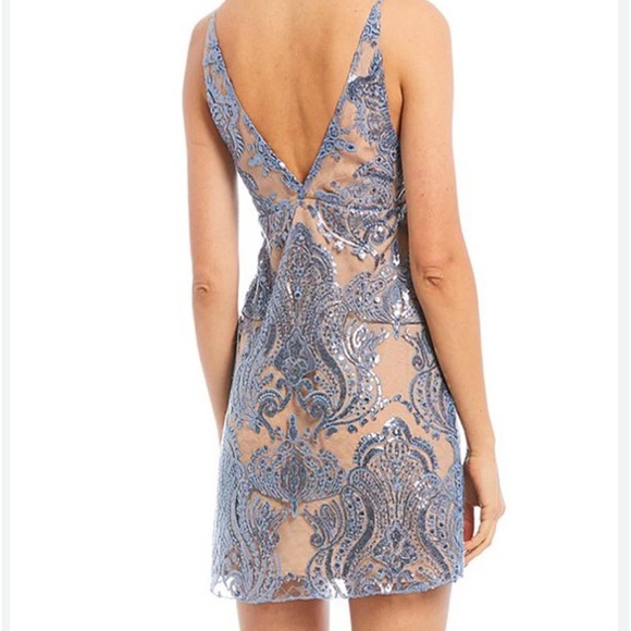 Free People Blue & Nude Sequin Mini Dress - Picture 3 of 16